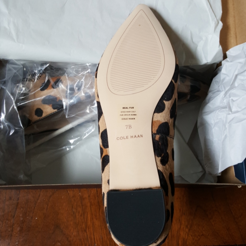 22:04- Cole Haan Real Fur Leopard Loafers - Picture 5 of 8